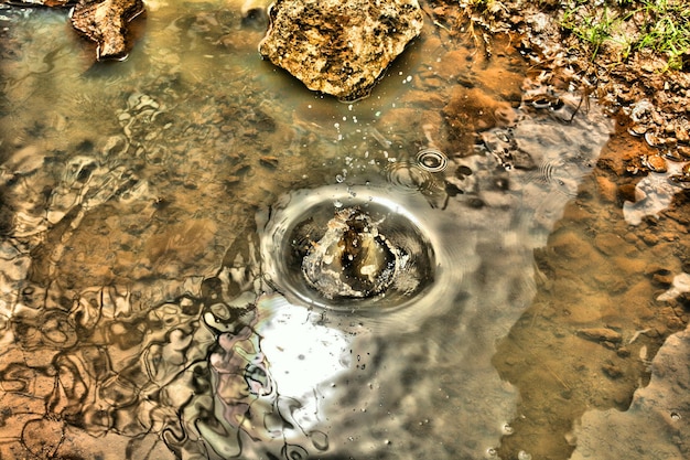 写真 波動する水の高角度の景色