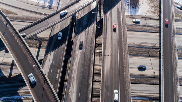 写真 都市の道路の高角度の景色