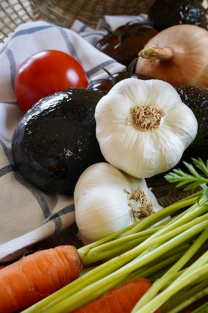 写真 容器内の野菜の高角度の視点