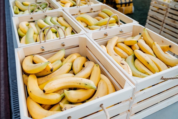 写真 販売用の箱の中の野菜の高角度のビュー