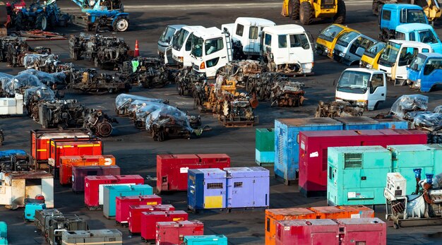 写真 都市の道路上の車両の高角度の視点