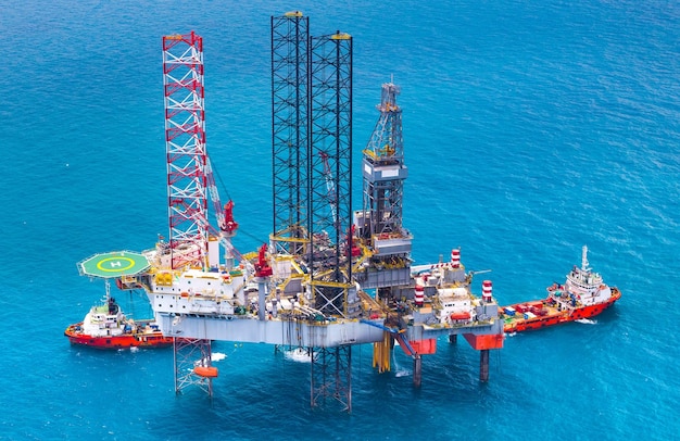 high angle view of offshore platform over sea