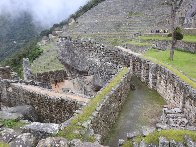 High angle view of old ruins