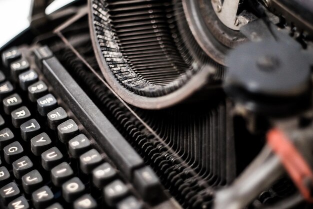 High angle view of old typewriter machine