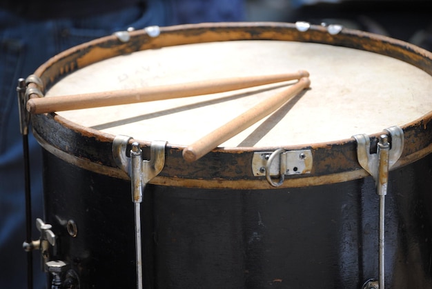 Photo high angle view of old wooden drum