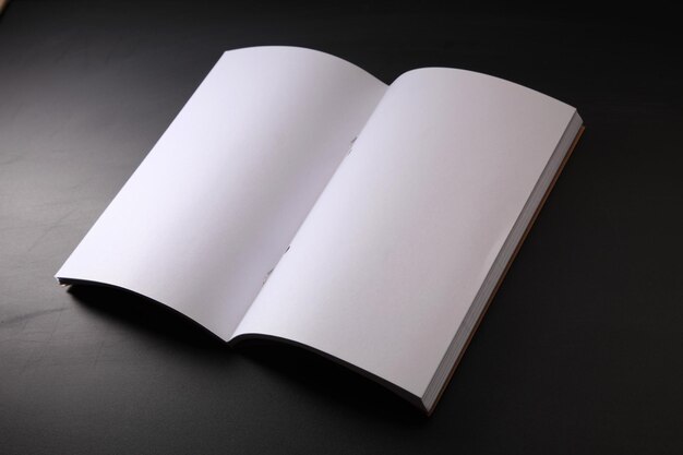 Foto vista ad alta angolazione di un libro aperto su sfondo nero