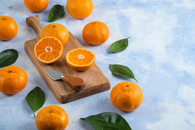 High angle view of orange fruits on table