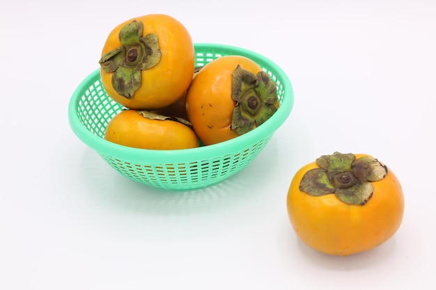 High angle view of orange fruits on table