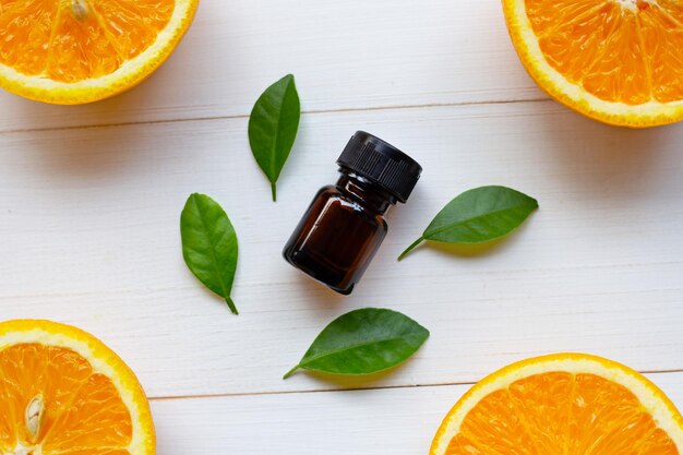 High angle view of orange fruits on table