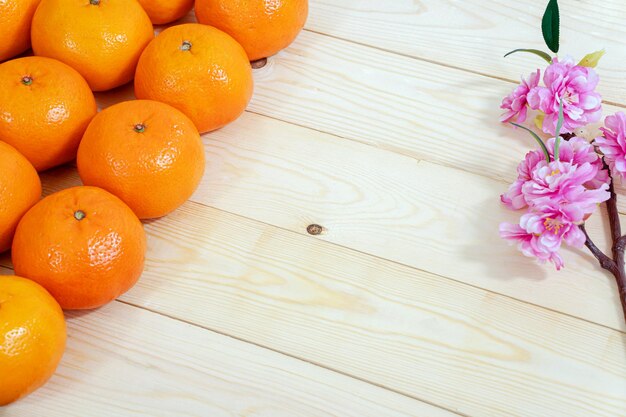 High angle view of orange fruits on table