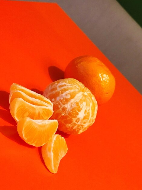 High angle view of orange fruits