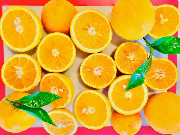 High angle view of orange fruits