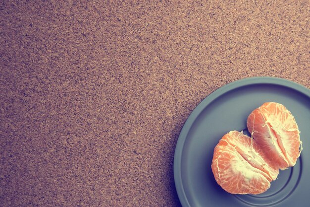 High angle view of orange slices in bowl