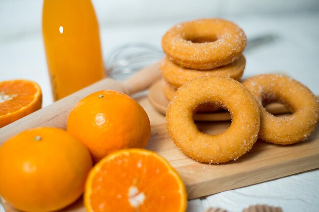 High angle view of orange on table