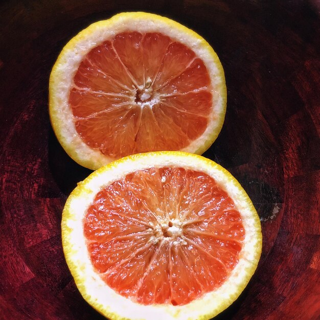 High angle view of orange on table