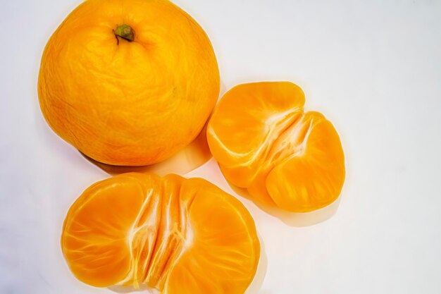 High angle view of orange on white background