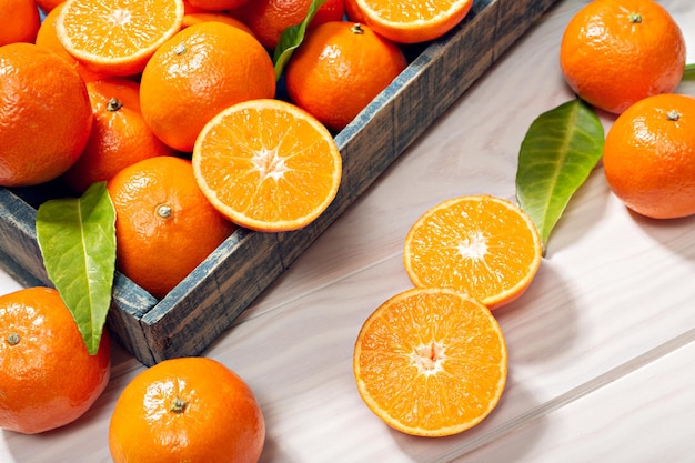 High angle view of oranges in container