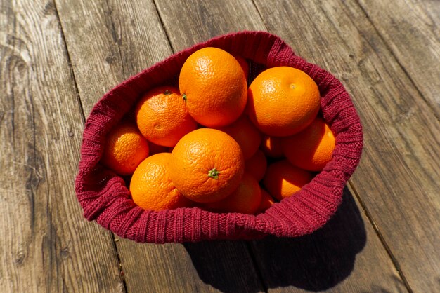 High angle view of oranges on table