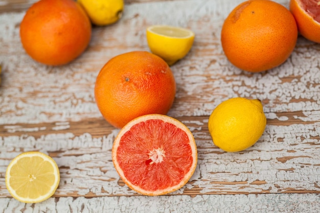 High angle view of oranges on table