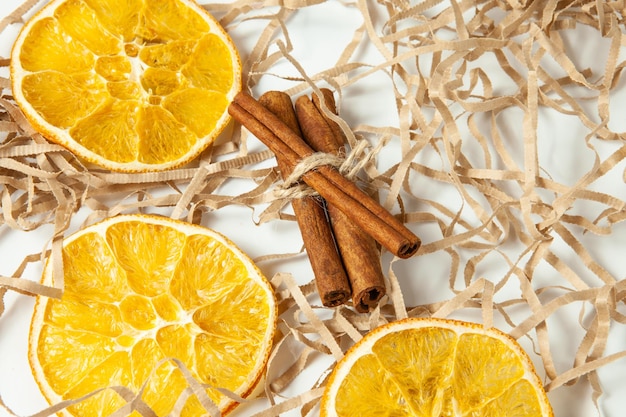 High angle view of oranges