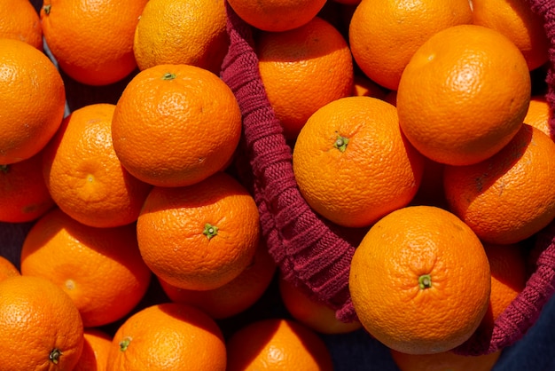 High angle view of oranges