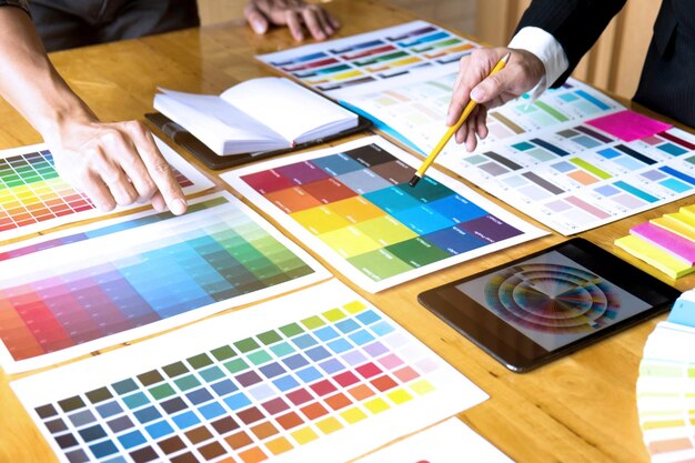 High angle view of paintbrushes on table