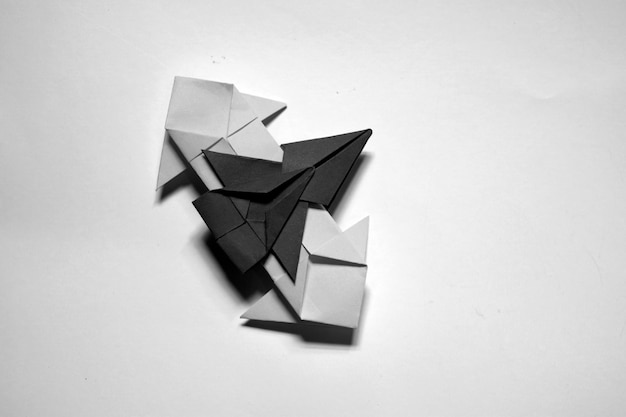 Photo high angle view of paper toy against white background