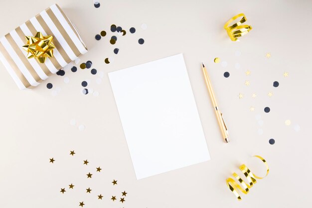 High angle view of paper over white background