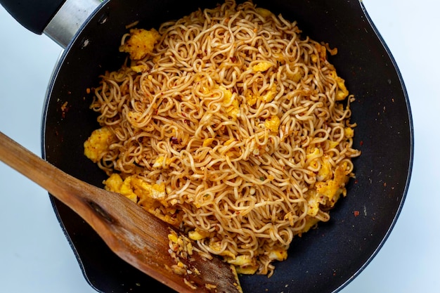 High angle view of pasta in container