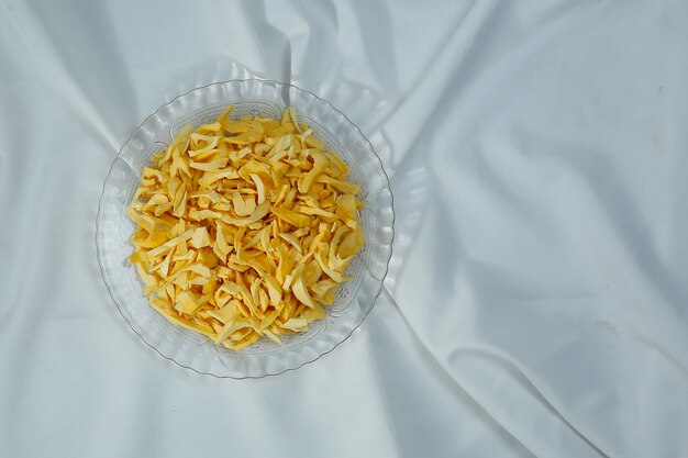 Photo high angle view of pasta in plate on table