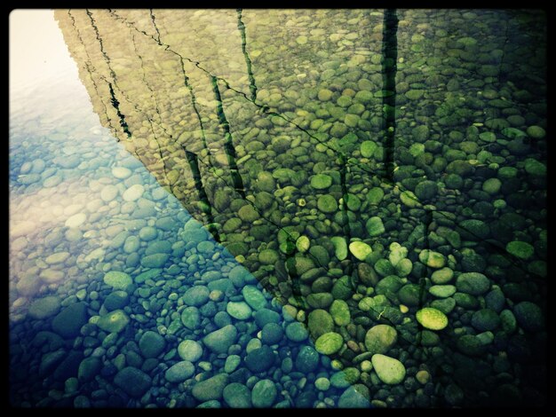 Foto vista ad alto angolo di ciottoli in acqua