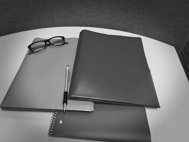 High angle view of pen on table