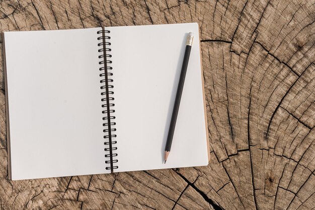 High angle view of pencil and diary on table