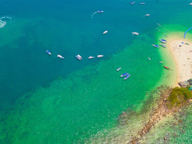 High angle view of people on beach