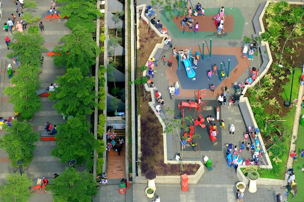 High angle view of people in park