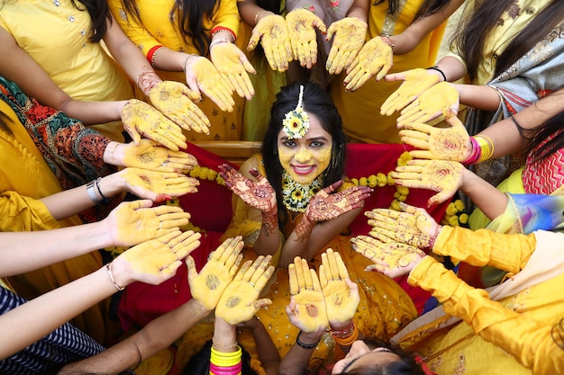 High angle view of people sitting in temple