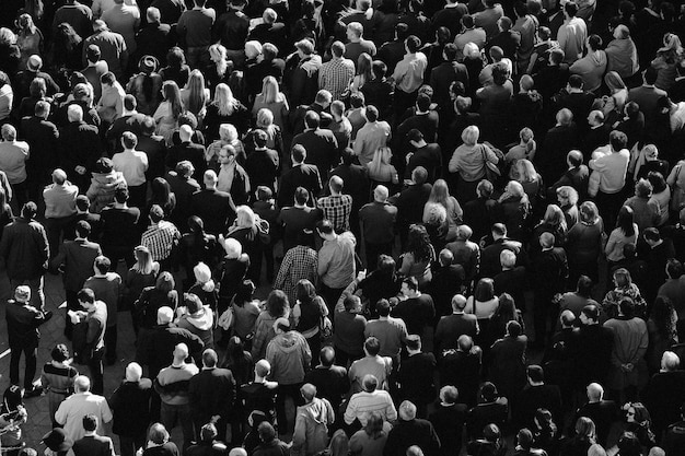 Photo high angle view of people standing outdoors