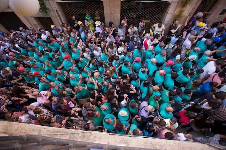 फोटो high angle view of people standing outdoors