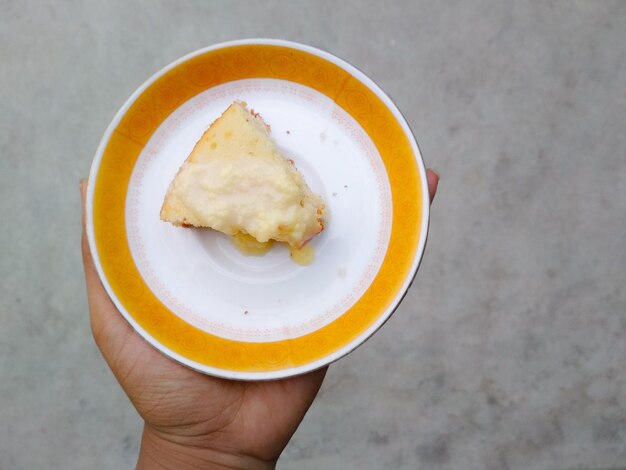 High angle view of person holding breakfast