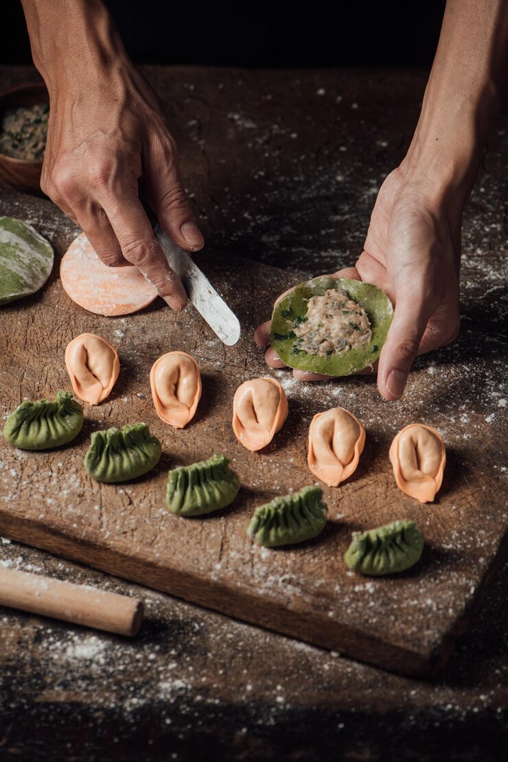 Photo high angle view of person preparing food on table