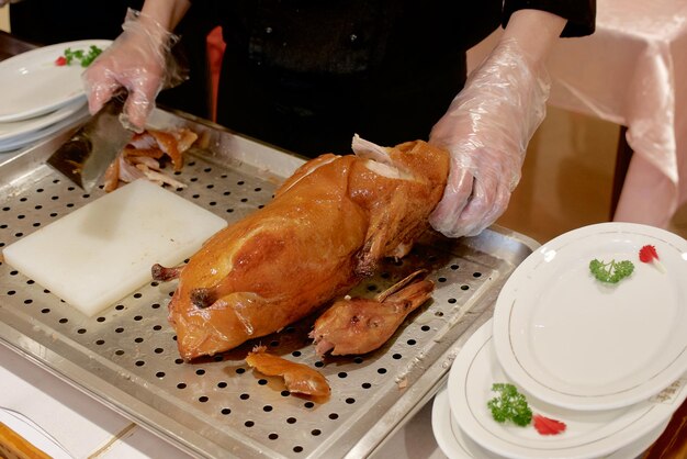 Photo high angle view of person preparing food