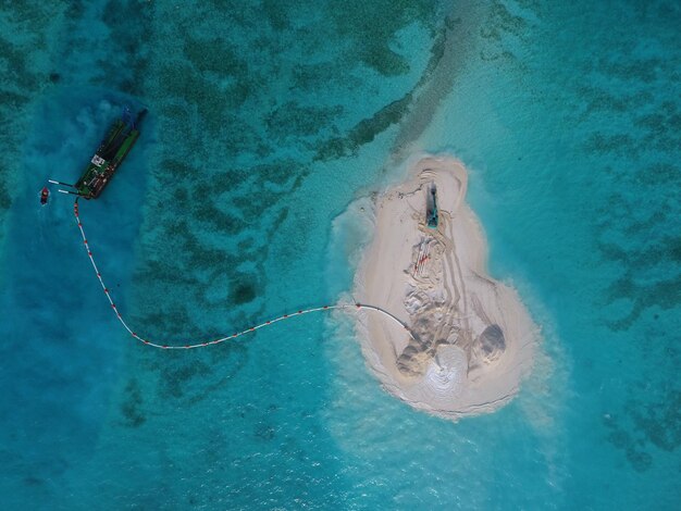 High angle view of person swimming in sea