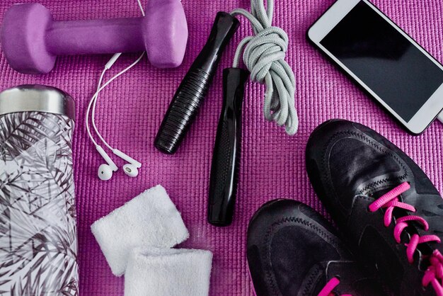 high angle view of personal accessories on table
