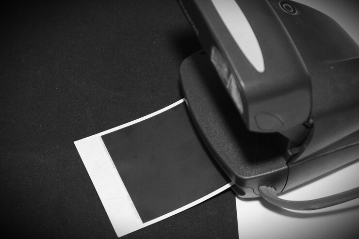Фотография высокоугольный вид фотографии в принтере