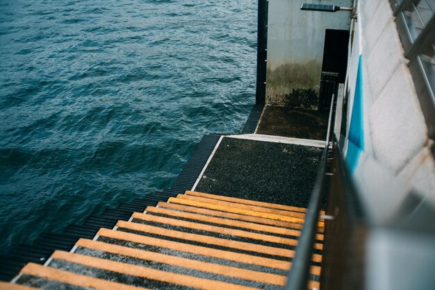 High angle view of the pier on sea