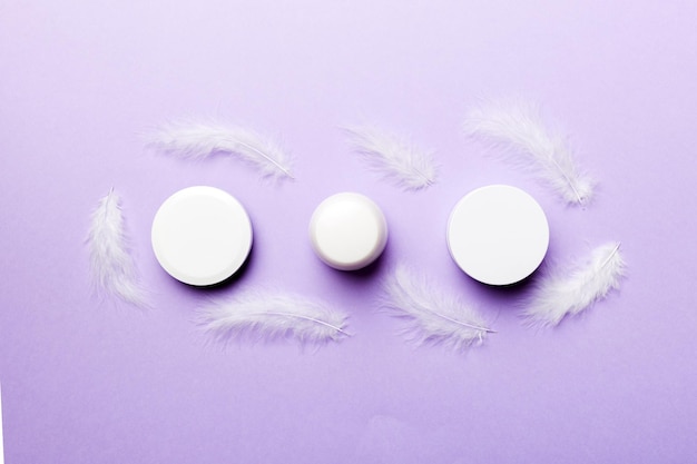 High angle view of pills on blue background