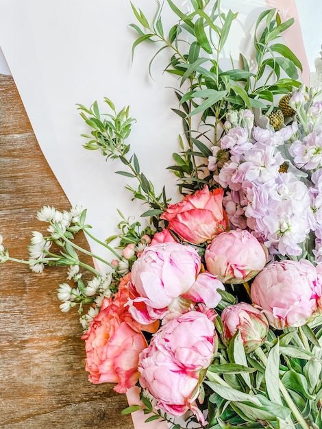 Photo high angle view of pink flowering plant