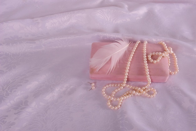 High angle view of pink petals on bed