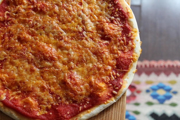 high angle view of pizza at home