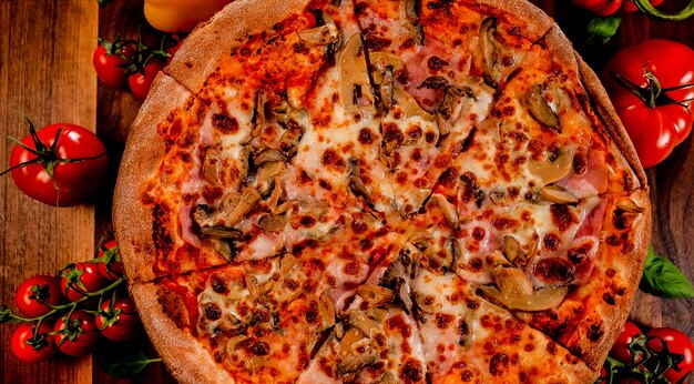 High angle view of pizza on table in restaurant